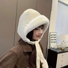 패딩 후드 바라클라바 겨울 방한 용품, 베이지