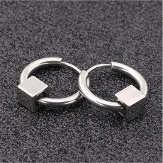 HE33 티타늄 후프 귀걸이 스테인레스 스틸 IP 도금 페이드 알레르기 없음 원형 12mm 31l, 01 steel, 01 12mm