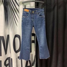 PEROLA 여성 여름 슬림 8부 부츠컷 청바지 하이웨스트 키작녀 캐주얼 데님 나팔바지