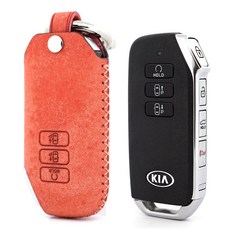 페레노 기아 K7 K8 EV6 쏘렌토 스포티지 셀토스 스마트키 가죽케이스 PK09, 푸에블로 핑크