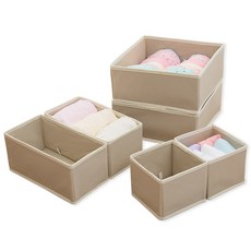 Gig Board簡約內衣襪子折疊收納盒 3種 2組, 米色, 1組