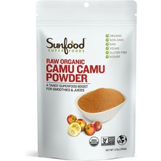Sunfood Superfoods 카무 카무 파우더 USDA 유기농 비건, 100g, 1개, 100g