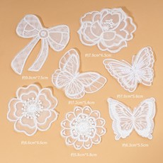 紗窗修補貼 白色蕾絲補丁貼自粘免縫蚊帳破洞無痕修補神器裝飾貼花歐根紗布貼, 組合一【混裝7個】自粘款, 1個