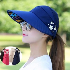 예쁜 꽃 진주 장식 포인트 돌돌이 썬캡 모자 jck+16663vY