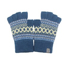 體溫魔術師丨圖騰保暖半指手套 蓄熱柔軟 通勤打字必備 秋冬好搭款, 藍綠, 1個