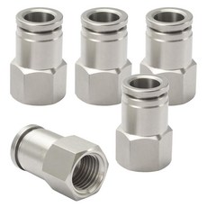 Sctihwelire 304 스테인리스 스틸 에어 라인 피팅 5팩 – 1cm(3/8인치) 튜브 OD - 0.6cm(1/4인치) FNPT 푸시 투 연결 트럭 및 산업용 시스템용