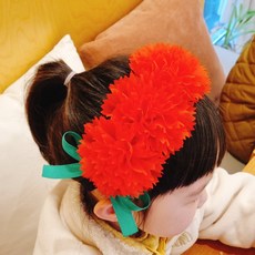 BEEU BEEU 康乃馨大花頭帶+卡扣套組/母親節教師節托兒所幼兒園人體花環雪紡康乃馨髮帶髮夾