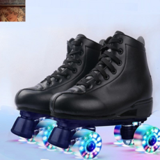 성인 스케이트 인라인 4륜 스케이트 성인 남녀 롤러 스케이트 플래시 힐리스, 블랙 플래시휠, EU 34, 1개