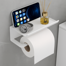 온리온라인 욕실 무타공 화장실 휴지걸이 접착식 폰거치대, 화이트, 1개