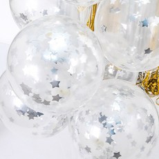 실버별 풍선 30개입 컨페티 풍선장식 파티 생일용품, 메탈스타실버30P