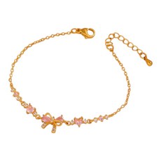 AKIPANDA 핑크 리본하트 팔찌