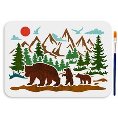 PET 북극 페인팅 스텐실 동물 테마 벽화 패턴 시원한 테마 장식 DIY, 베어 170, 1개