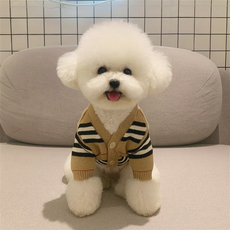 munglook 강아지옷명품 니트 스웨터 가디건 중소형견 대형견 두꺼운 패딩, 갈색, 1개