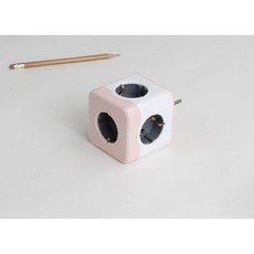 파워아트큐브v2 5구 고용량 선없는 디자인 벽 멀티탭, 1개, 핑크, 77mm