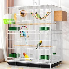 시스슈 접이식 앵무새 새장 버드빌라 2단 대형 케이지 풀세트 설치 필요 없음, 58*40*85cm, 1개, 흰색