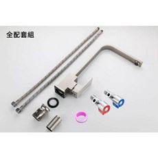 淼瀅精品衛浴 正304不鏽鋼無鉛龍頭 廚房水龍頭 360度旋轉冷熱混合洗碗槽菜盆龍頭, 1個, K3038廚房四方無鉛冷熱水龍頭&高配