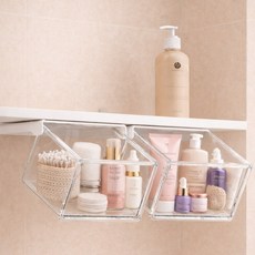 슬기온 부착식 히든 슬라이딩 오픈 수납 서랍, 화이트 중형