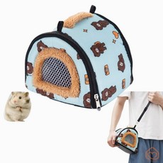 햄스터이동장 소동물 기니피그 다람쥐 어깨끈 외출가방 크로스백, 네이비-말