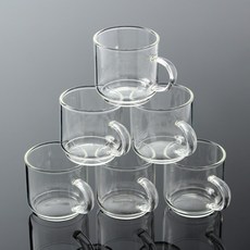 순수 내열유리 카페잔 홍차잔 유리찻잔 6p세트 120ml 유리찻잔세트 찻잔세트 유리잔세트