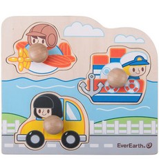 원목 3조각 색칠놀이 탈거꼭지퍼즐 두돌아기교구, 3피스, 1개