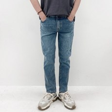 디아 남성용 루즈핏 중청 밴딩 스판 데님 팬츠