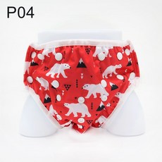 嬰兒游泳褲 可調整游泳褲 布尿褲 XS到XXL都可用, P04紅底白熊, 1個