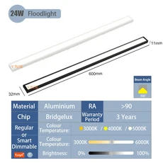 얇은 LED 마그네틱 트랙 조명 천장 시스템용 선형 자석 레일 램프 실내 가정용 플러드 스팟 슬림 DC48V 5mm, 14 24W Floodlight, 02 Black, 01 3000K 6000K Dimmable