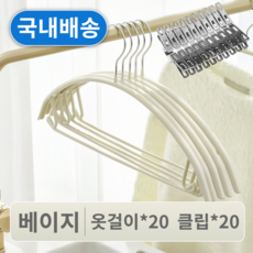 늘어남방지 논슬립 옷걸이 어깨뿔방지 옷걸이, 베이지, 1세트