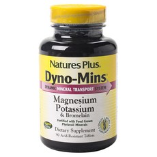 NaturesPlus 天然佳 Dyno-Mins鎂&鉀&鳳梨蛋白酶腸溶錠, 90入, 1個, 90顆