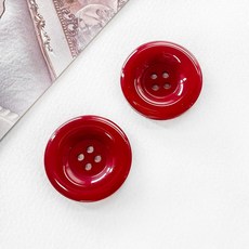 30mm 유광 컬러 4구 코트단추 쟈켓단추 빅사이즈 단추, 진레드, 1개