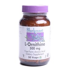 Bluebonnet L-鳥氨酸 500mg V-Cap 無糖 無麩質, 1個, 50 件