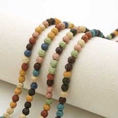 [엔비즈] 컬러믹스 화산석 현무암 라운드 4mm 원석 팔찌 만들기 비즈공예 재료