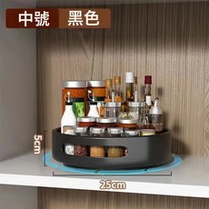 DIU 360度旋轉調料置物架廚房用調味品多功能調味料收納盒子收納架, 1個, 單層中號黑色:如圖, 1層