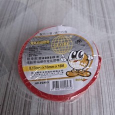 台灣製造 地球牌 封箱膠帶 文具膠帶, 1個, 紅色 電火布18mmx16米（1卷）