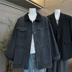 여성 간절기 데님 자켓 루즈핏 캐주얼 봄가을 카라 포켓 데일리 아우터