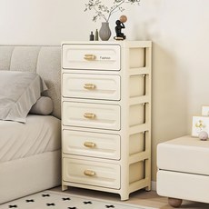 Serendipity Bloom 서랍장 크림 톤 이동식 수납장 다기능 수납함 H158-026, 5단, 크림색