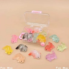 우파루파 피규어 야광 장난감 선물 도룡뇽 소품 동물 장식, 1개, 4. 야광 아기 20개(캐리어)