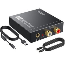 PROZOR 디지털-아날로그 오디오 컨버터 돌비/DTS 디코더 지원 RCA DAC 디코더로 광학 출력 3.5mm 컨버터 광학 광학/SPDIF/토스링크/동축/DTS/PCM, Aluminum Alloy Shell, 2.0CH PCM - Aluminum Alloy