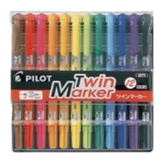 PILOT 百樂 MEF-144EU-12C 細頭雙頭麥克筆 12色組, 1個