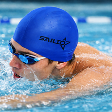 SAILTO 실리콘 수영모 방수 밀착 수모 성인용 수영캡, 2개, 블루