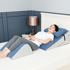 加高加長三角靠墊胃返流墊可調節擡高墊床上頭靠背三角枕 三角枕頭靠墊 三角斜坡枕墊 斜坡墊枕 三角墊 床上靠墊 斜坡墊, 霧霾藍靠墊+腰墊+按摩腿枕