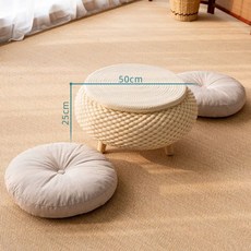 라탄 원형 좌식테이블 카페 크림색 미니 낮은 일반형 이동식, C. 50cm+2