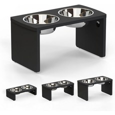 작은 개와 고양이를 위한 고급 개 그릇 대나무로 키운 스테인리스 스틸 2개4인치 높이 20온스, Black, Large: 10''