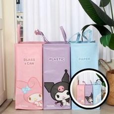 산리오 캐릭터 분리수거함 산리오 분리수거함 캐릭터 쓰레기통 플라스틱 유리 종이 수납 인테리어 키치 dda+12634Bb