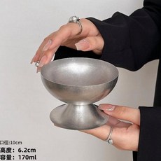 304不鏽鋼復古高腳甜品杯 做舊工藝, 做舊不鏽鋼布丁杯 - 矮款, 1個