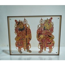 皮影 門神 一對 牛皮 雕刻 手工上色 仿古色, 如圖所示, 1個