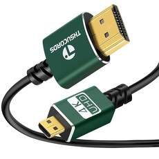 Thsucords 부드럽다 HDMI 마이크로 타입 D 수컷 to HDMI 타입 A 수컷 케이블 2M 얇은 울트라 슬림_플렉시블 Micro HDMI 3D/4K @ 60Hz / 18, 3.3FT, 1-Pack
