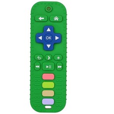 Chuya 실리콘 아기 치발기 츄 장난감 3-24개월 아기용 치발기 완화 아기 장난감 유아용 리모컨 모양 (3팩), Green