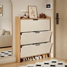 Zzang Room 현관 신발장 틈새 수납 신발장 신발정리대, 3단, 원목색 80cm