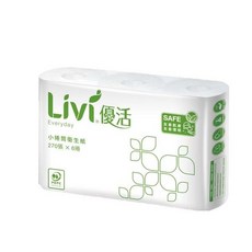 Livi優活小捲筒衛生紙270張x6捲 柔軟親膚 無螢光劑 方便攜帶, 270張, 6個